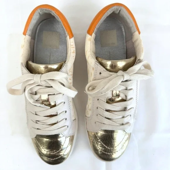 Dolce Vita Zina Court Womens Sneakers Size 8.5 Gold Metellic Lace Up Low Top - Picture 7 of 11